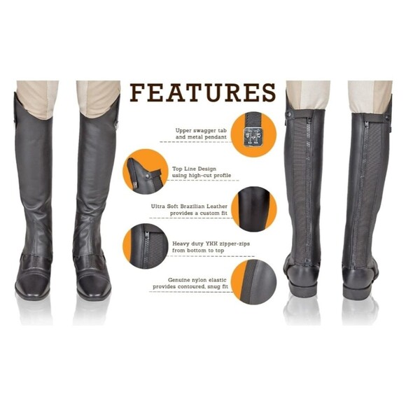 NWT Black Leather Half Chaps Unisex Size Small - Picture 3 of 16